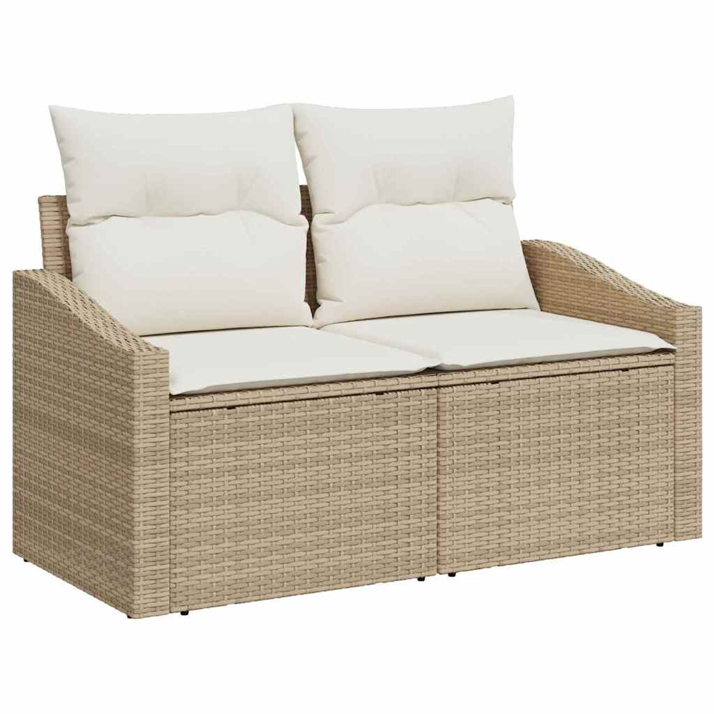 Garten-Sofa-Set mit Speicher 8 pcs Beige Poly Rattan
